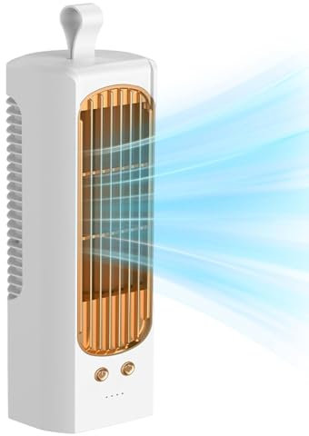 Enfriador de aire portátil | Enfriador de aire recargable | Enfriador de aire ajustable de 3 velocidades recargable para habitación personal, ventilador silencioso con asa para escritorio y hogar