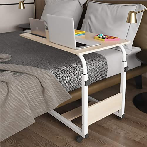 KISYHOLG Überbetttische, Laptop-Schreibtisch mit Rollen, Esstablett neben dem Bett, höhenverstellbarer, beweglicher medizinischer Rolltisch