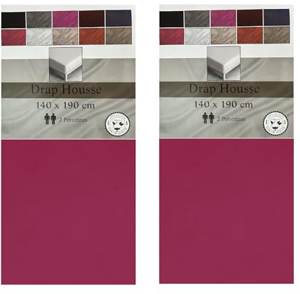 Lot de 2 Draps Housses Rose, 140x190 cm 100% Coton: 57 Fils Bonnet de 25 cm
