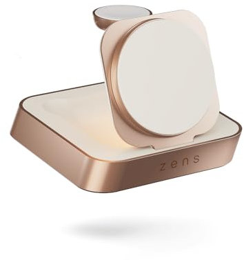 ZENS Nightstand Charger Pro 2 15 Watt 2in1 kabelloses Ladegerät kompatibel mit MagSafe und Qi2 (Qi2-zertifiziert, Made for Apple Watch, 20W Netzteil mit Kabel inklusive) Kupfer