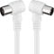 Cable de TV de 1,5 m, con conector de ángulo recto, color blanco; ideal para conectar dispositivos en espacios reducidos.
