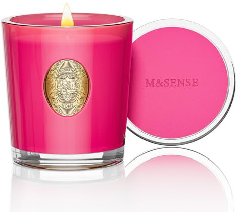 M&SENSE Duftkerzen im Glas Rose Lychee,290g Candle Duftkerze Natürliche Soja-Kerze,Bunte Kerzengeschenke für Frauen & Männer,Aromatherapie Kerze zur Entspannung,10.2 oz 55 Stunden Brenndauer