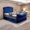 MOORCROFT BEDS Luxury Sleigh Bed Plush Velvet Gas Lift Up Majestic Chesterfield Ottoman Bed (Blue, 4FT6 Double With Storage)