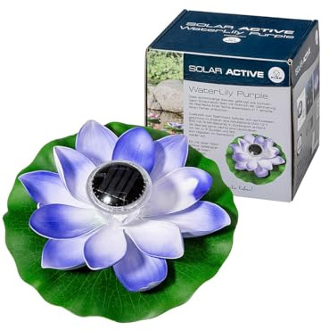 FIAP SOLAR ACTIVE WaterLily WHITE- schwimmende Seerose - Solarbeleuchtung-LED-inklusive Akkubatterie - Teichbeleuchtung -weiß - Gartenteich - Pool -solar (Lila)