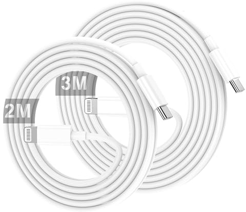 Cable iPhone USB C, Cable USB C vers Lightning 2M+3m, Certifié MFi Câble iPhone USBC Chargeur Rapide Fil pour Apple iPhone 14 13 12 11/Pro Max/Pro/Plus/XS/XR/X/8/7/SE, pour iPad