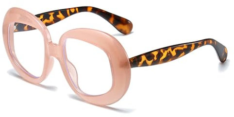 DENUVI Occhiali da sole da uomo, ovali, da donna, con lenti UV400, rosa