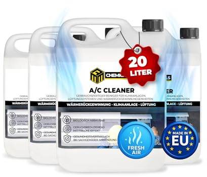 MRM CHEMICALS - Klimaanlagenreiniger & A/C Cleaner 4 x 5L – Für Auto, LKW, Wohnmobil & Heimklimaanlagen – Verdampfer- & Lüftungsreiniger gegen Ablagerungen & Gerüche