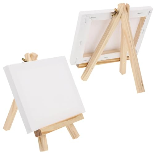TOVINANNA 2 Sets Adjustable Wooden Table Easels with Canvas Stands Lightweight Portable Desktop Racks for Painting Display and Craft Artwork Tripod Design for Artists and Students