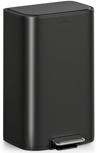 mVm Papelera de Cocina con Pedal 40L, Cubo de Basura Negro, Acero Inoxidable Antihuellas, Tapa Amortiguada Cierre Suave, con Cubo Interior Extraíble, para Cocina Oficina Baño