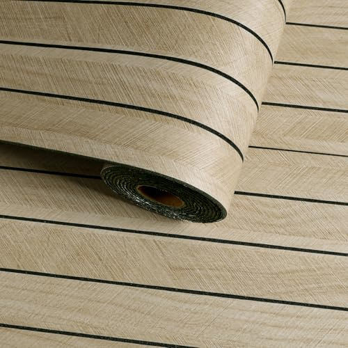 VaryFloral 30cmx500cm Light Oak Self Adhesive 3D Wall Panels Herringbone Wood Wall Panels for Walls Wooden Striped Stick on Panelling for Walls Foam Slat Wallpaper for TV Background Bedroom Hallway