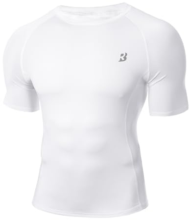 Men's Compression Shirt Short Sleeve, Athletic T Shirt for Gym Sports | Breathable Quick Dry, UPF 50+ Base Layer Tos for Workout, Stretch and Strong Muscle Support Undershirt for Running, Football