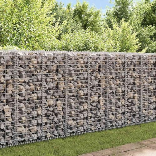 Cesto per pietre, gabbione, filo zincato, 100 x 30 x 30 cm, con coperchio, molto robusto e resistente alle intemperie, ideale per recinzioni da giardino, protezione della privacy, recinzioni