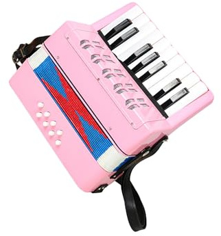 QLECXZI EIN musikalisches Abenteuer erwartet Sie mit dem 17 Tasten Akkordeon! Fördert die Kreativität von Kindern und REGT zum Spielen und Musizieren an. , Rosa , 23 x 10 x 23 cm