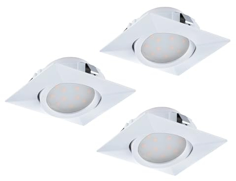 EGLO 3er Set LED Einbaustrahler Pineda, Spots aus Kunststoff