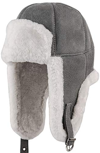 Sterkowski Trapper-Fliegermütze aus Lammfell 59 cm Taubengrau