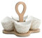 Brandani 53163 ricciolo di fata 4PC Hors D Oeuvre vassoio, porcellana/bambù naturale, bianco
