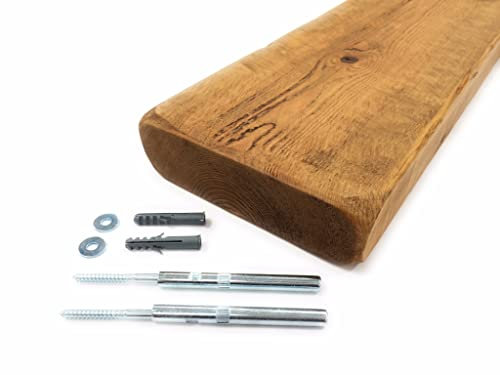 Rustic Floating Shelves Wooden Wall Mounted Shelf Oak Colour Handmade Reclaimed Chunky Solid Wood Industrial 115cm