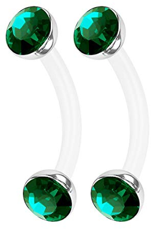KJM FASHION 2 STK Flexibel Acryl Banana Barbell 1.2mm - 2 8mm 5/16 Inch 3mm Halbe Kugel Daith Lip Labret Helix Ohrringe Rook Piercing Schmuck 0919