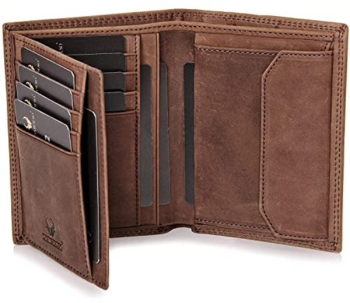 DONBOLSO Portefeuille Vienne | Grand Portefeuille Homme Cuir | Porte Carte Cuir avec Protection RFID | Vintage Marron