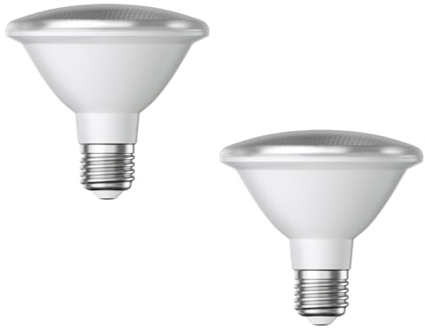 ledscom.de 2 Stück E27 LED Leuchtmittel, PAR30 kurzer Hals, warmweiß (2700 K), 12,9 W, 994lm, 42°, Reflektorspiegel (silber)