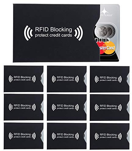 Intirilife 10x RFID Etui de Protection pour Cartes Bancaire en Noir – Housse Couverture Blocking pour Les Cartes Bancaires, Cartes de Crédit, Cartes d’Identité Contre Le Vol de Données sans Contact