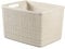 Curver Juliet- Cesta Rectangular Grande 20L, Almacenaje, Ordenación, 100% plástico Reciclado, Acabado Yute, 36x28xH23 cm, Blanco