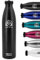 MIGHTY PEAKS Edelstahl-Trinkflasche 1l - Schwarz, Black - Thermosflasche, Isolierte Wasserflasche, BPA-Frei, Isolierflasche doppelwandig, Auslaufsicher, Kohlensäure, Sprudel und Kinder geeignet