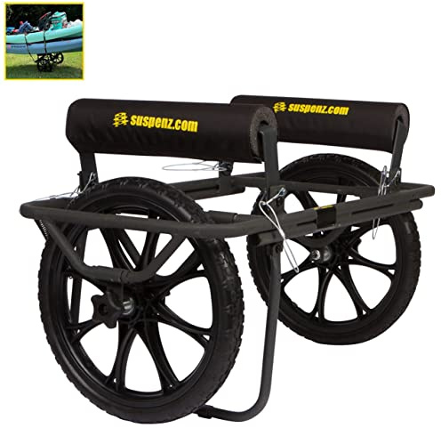 Suspenz Chariot de Transport pour Kayak, canoë Tout-Terrain, Super résistant avec Roues Non Plates sans air et béquille, capacité de Charge de 136 kg, Noir (22-9908)