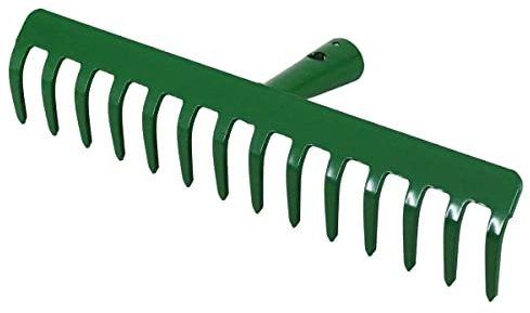 Gartenrechen 14 Zinken - 35 cm Bodenharke Stahl Pulverbeschichtet | Vielseitige Harke für Garten und Rasen - Kompatibel mit Holzstiel - Beetrechen zum Ebnen und Laubsammeln