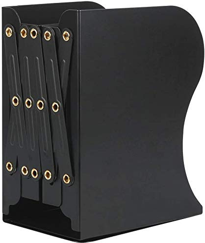 Buchstütze, Verstellbar Buchstützen Metall Bücherhalter für Schreibtisch, Regal, Büro, Schreibwaren, Bücherregale, Ständer, rutschfeste Buchstütze (schwarz-groß)
