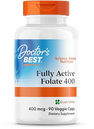 Doctor's Best, Fully Active Folate (Folsäure), mit Quatrefolic, 400 mcg, 90 vegane Kapseln, Vitamin C, Laborgeprüft, Hochdosiert, Glutenfrei, Sojafrei, Ohne Gentechnik