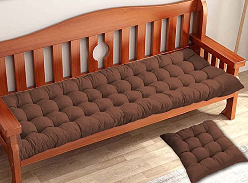 Waigg Kii Sitzkissen für Gartenbank, 2- und 3-Sitzer, 80/100/120 cm, rechteckig, Baumwolle, für Chaiseschaukel, drinnen und draußen, 110 x 40 cm, Braun