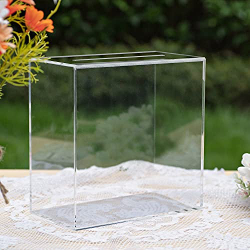 UNIQOOO Transparente Acryl-Kartenbox mit Schlitz, dicke DIY-Hochzeitsbox, blanko, kein Druck, groß, 25.4x25.4x14 cm, für Empfangsdekoration, Spendenaktion, Wahlwahl, Andenken, Partygeschenk