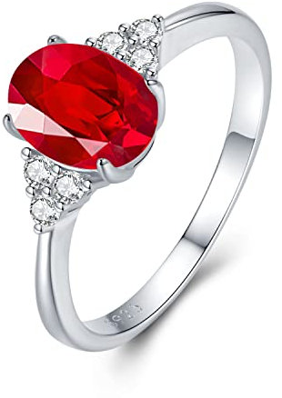 925 Sterling Silber Rubin Ring für Damen, Juli Geburtsstein Ringe Rot Ring Verlobungsring Hochzeitsring für Frauen Mädchen Größe 15.75