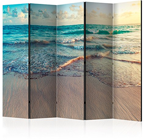 murando Akusticher Raumteiler Strand am Meer Foto Paravent 225x172 cm beidseitig auf Vlies-Leinwand Bedruckt Akustikschaum Trennwand Spanische Wand Sichtschutz Home Office Natur c-B-0358-z-c