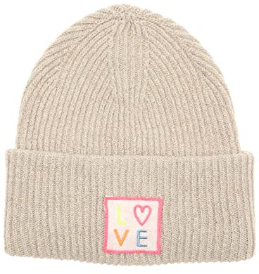 Zwillingsherz Slouch-Beanie-Mütze mit Kaschmir - Hochwertige Strickmütze mit Love Patch für Damen Mädchen Jungen - Hat - One Size - warm und weich für Frühling Herbst und Winter-hbg