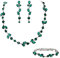 EVER FAITH Kristall Schmuck-Sets elegante Marquise- und Runde- Schliff Strass Blatt Halsketten, Ohrringe und Armband-Set für Damen Grün Silber-Tone