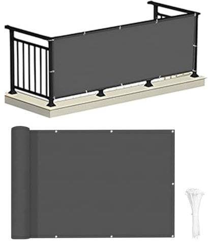 LOVE STORY Balkon Sichtschutz Wetterfester Balkonverblendung 150x600cm,Balkonvorhang(PES) Anthrazit Blickdicht Balkonnetz mit Kabelbindern,UV-Schutz für Wohnungsgeländer,Außengeländer,Garten