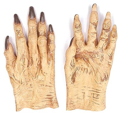 Halloween Handschuhe Monster Latex Handschuhe Vollfinger Wolf Handschuhe Horror Kostüm Accessoires Cosplay Party Gloves Damen Herren Deko Werwolf Verkleidung Zubehör für Halloween Karneval Fasching