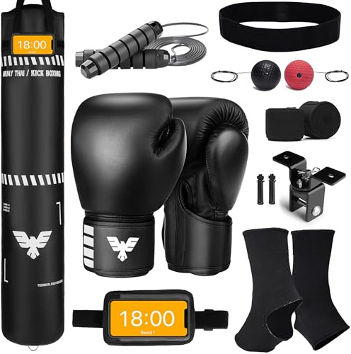 Elite Sports 1,8 m Muay Thai Boxsack Kampfsport Training Leder Schwerer Boxsack mit Donut Sicherheitsset Halter & Gurte