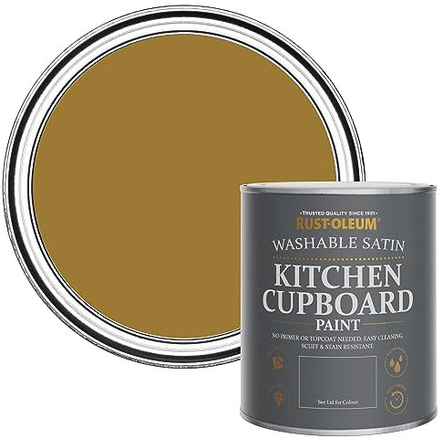 Rust-Oleum Yellow Scrubbable Kitchen Cupboard Paint in Satin Finish - Wet Harvest 750ml