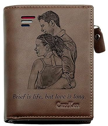DEABOLAR Portefeuilles Photo PersonnaliséS GravéS pour Hommes, Cadeaux pour PèRe, Maris, Et Fils