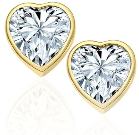 Herz Ohrringe Gold vergoldet festliche goldene Herz-Ohrstecker kleine Herzohrringe Ich liebe Dich Geschenk für Frau Ehefrau Freundin Geschenkidee zum Geburtstag Jahrestag Hochzeitstag Weihnachten