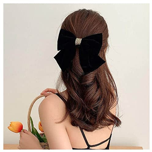 Inateannal Fermagli per capelli con fiocco in velluto nero Mollette per capelli con fiocco in raso Grandi mollette con fiocco in velluto Francese Fiocco invernale Fermacapelli Mollette con fiocco