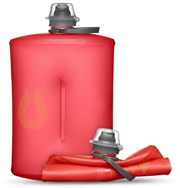 HydraPak Stow (1L, 32oz) - Rouge - Bouteille d'eau pliable - Bouteille de voyage ultra légère et pliable, flacon souple pour ski, randonnée, vélo ou escalade