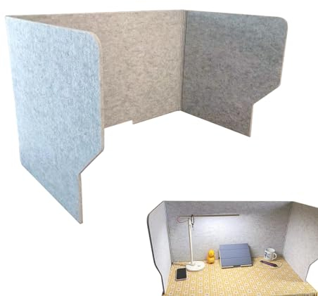 LIKEUDO 80 cm grauer Filz-Trennwand für den Schreibtisch, 80 cm, faltbar, für Klassenzimmer, Schreibtisch-Trennwand