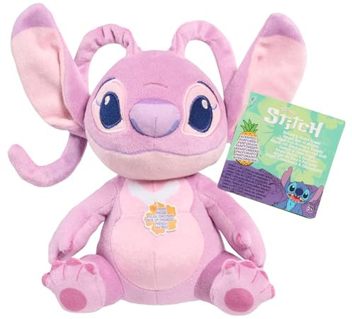 Just Play Disney Stitch de 15 cm, pequeño Peluche con Sonido y Aroma - Ángel, Color Rosa, Juguetes para niños a Partir de 2 años