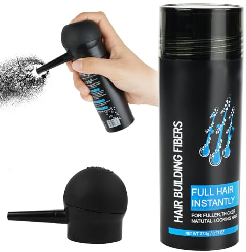 Streuhaar zur Haarverdichtung, haarpuder vollem Haar in Sekunden männer und frauen, Natürlich Unsichtbar ansatzpuder, Haarausfall und lichtem Haar powder(Schwarz Set)