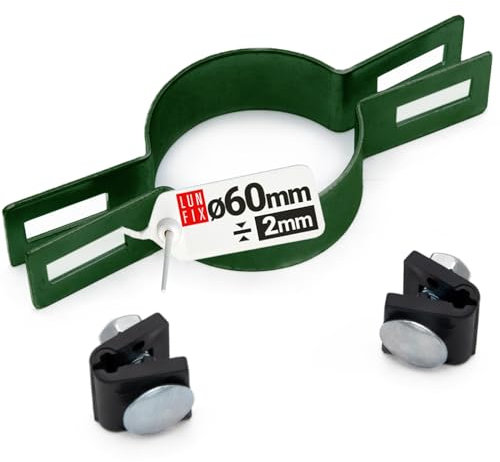 Collier de serrage central rond pour clôture grillagée - 60 mm - Vert