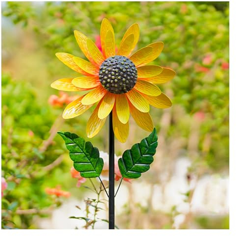 Molinillos De Viento Girasoles, Viento Metal Cinético Doble Dirección Girasol Molinillos Molinillo De Viento para Jardin Patio Jardín Césped Y En Cualquier Lugar Aire Libre